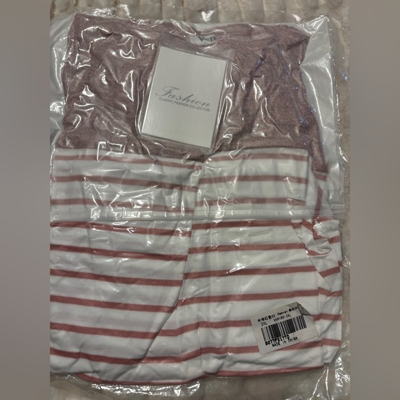 BOGO*Women’s Striped Gray & Striped Rose-Red Long Sleeve Sweater. - Picture 5 of 6